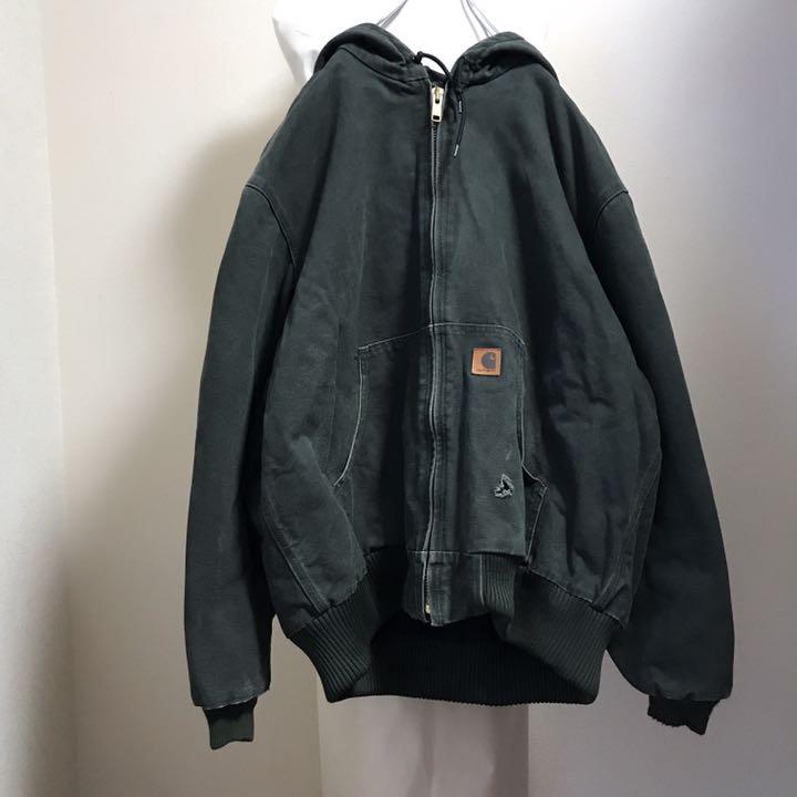 超激得通販 カーハート メキシコ製 ダックジャケット 革タグ フード グリーン XL ecUv5-m77469719407 得価超激安