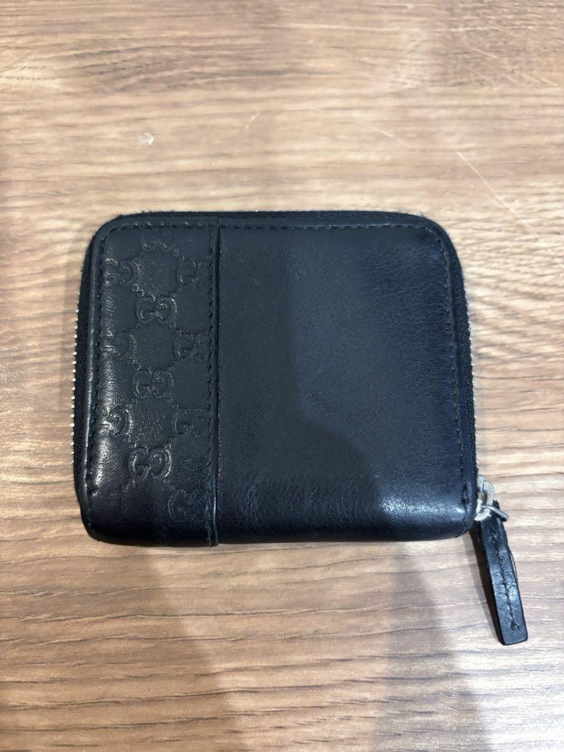 【良品】GUCCI グッチ コインケース シマ GG柄 レザー ブラック