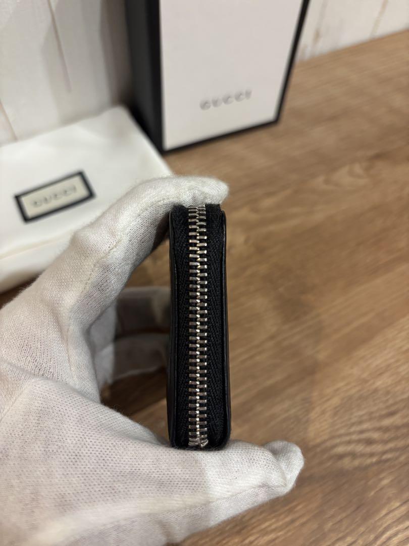 【良品】GUCCI グッチ コインケース シマ GG柄 レザー ブラック