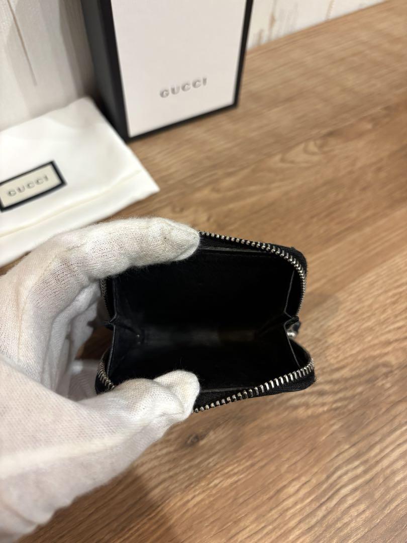 【良品】GUCCI グッチ コインケース シマ GG柄 レザー ブラック