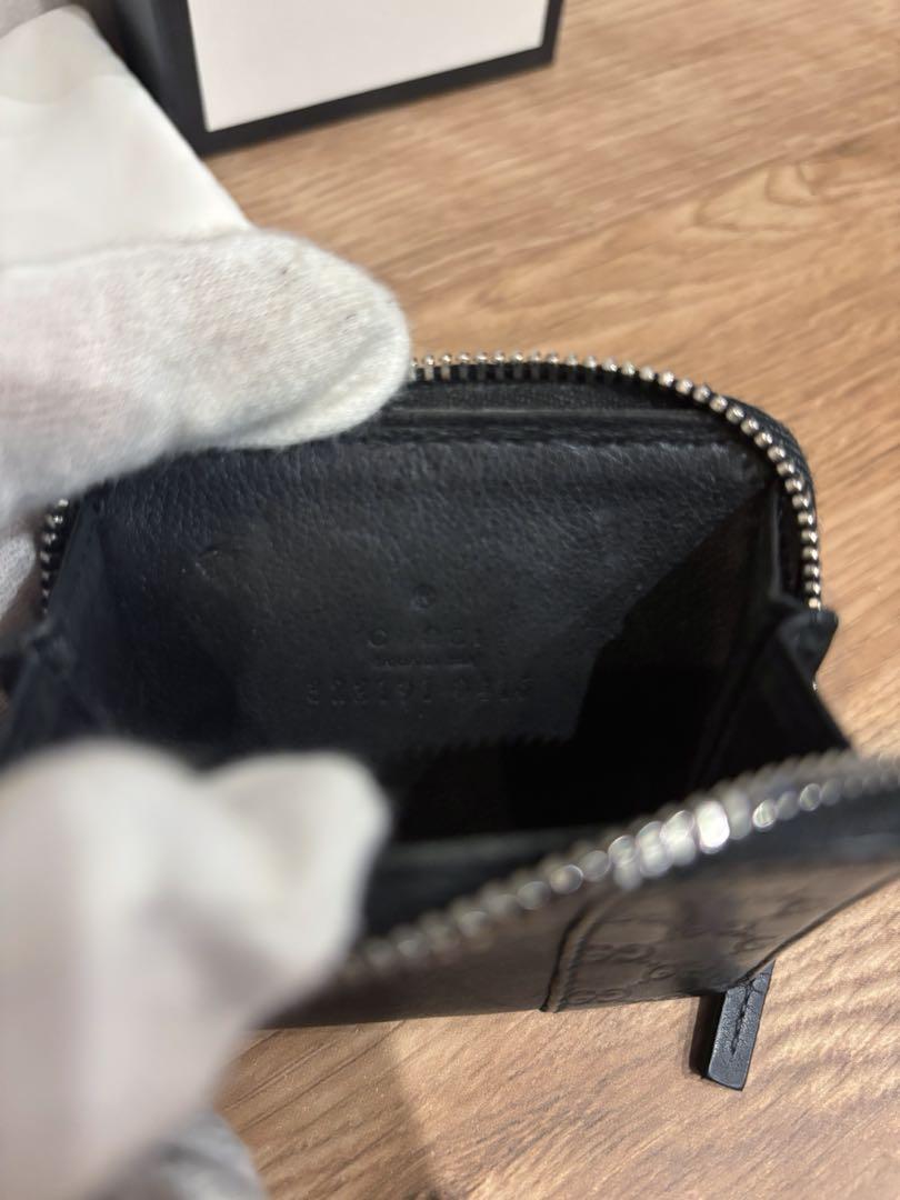 【良品】GUCCI グッチ コインケース シマ GG柄 レザー ブラック
