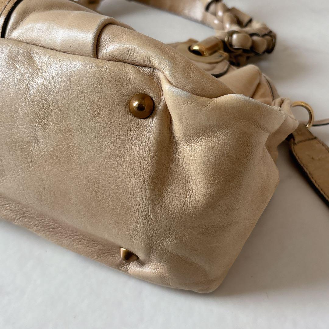 国産品 Chloe エロイーズ イタリア製 シープスキン ハンド バッグ 肩掛け可 バッグ