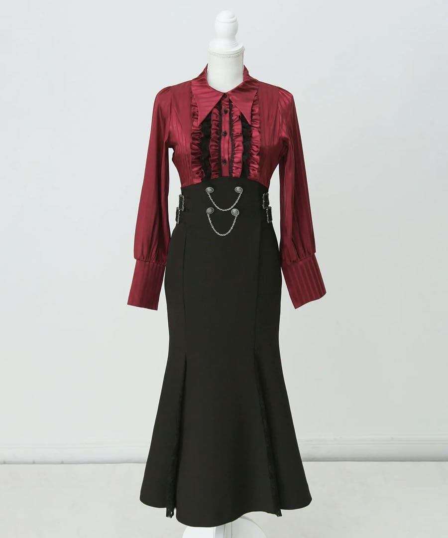 夢展望 ゴシック風レースフリルマーメイドレースアップロングワンピースM DEAR MY LOVE