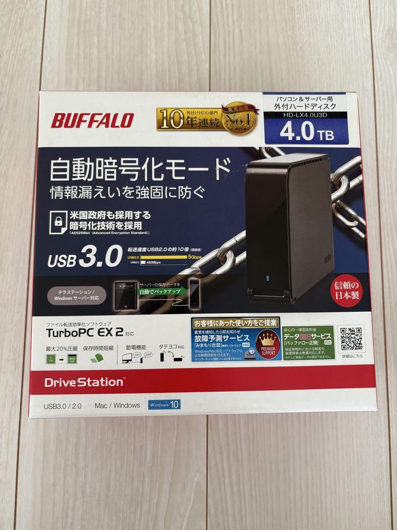 【新品未開封】BUFFALO 外付けHDD 4TB (HD-LX4.0U3D) Amazon | バッファロー BUFFALO ハードウェア暗号機能搭載 USB3