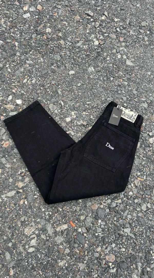 ブラックバギーデニムパンツ