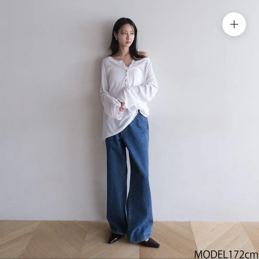 SeaRoomlynn✴︎MULTIボタンヘンリーネックSheerトップス 白