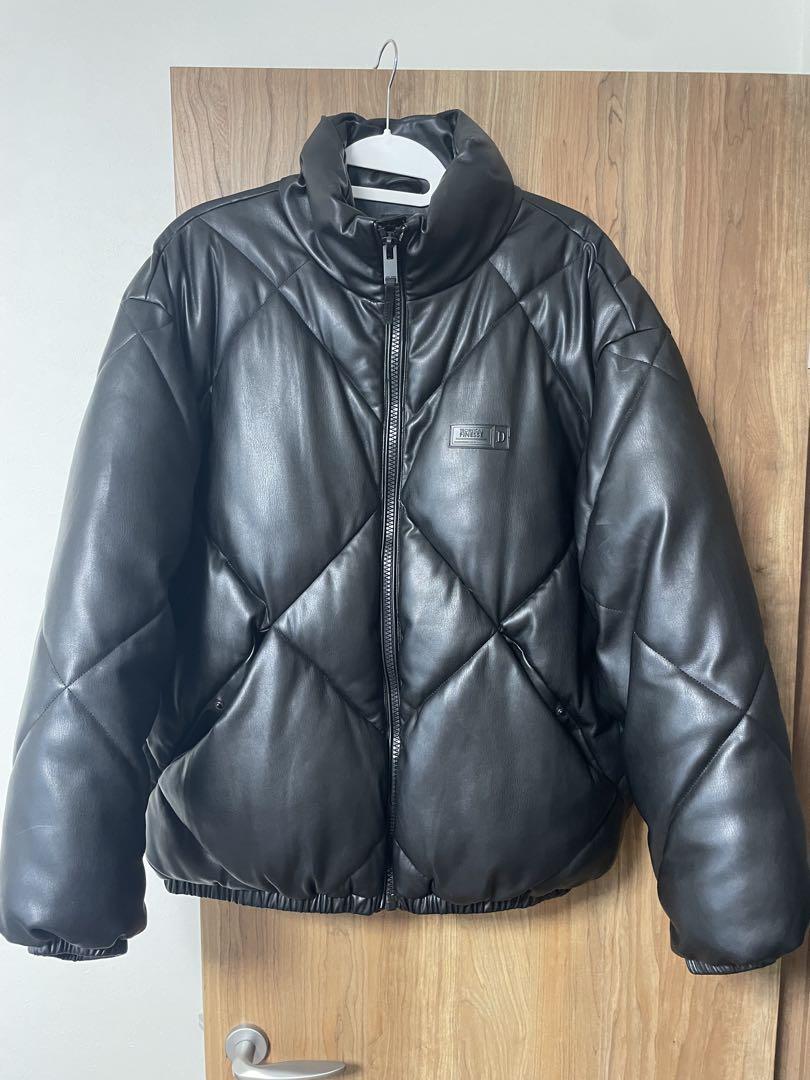 ZARA ブラック レザー風 ダウンジャケット - メルカリ