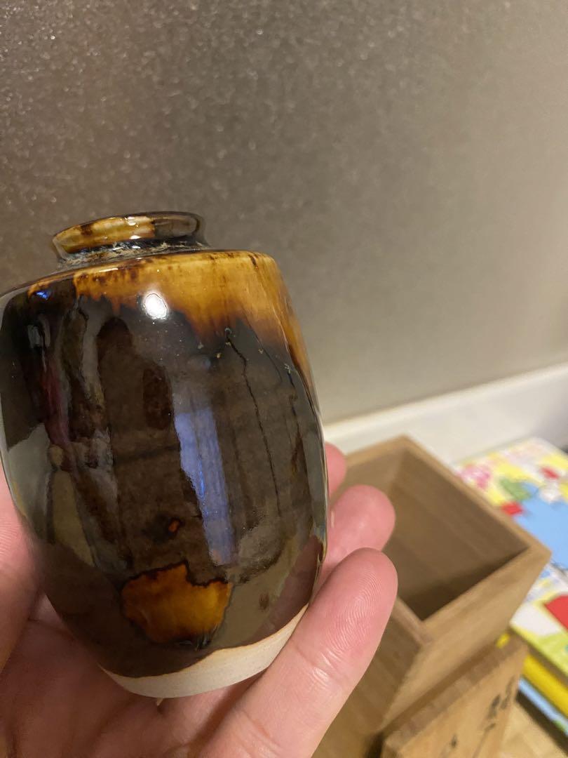 茶道具　京焼　桶谷定一作　肩衝茶入　仕覆付　共箱