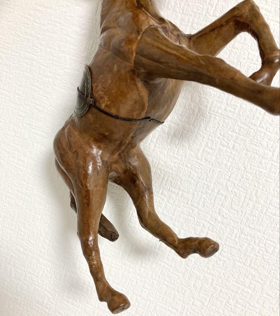 手彫り馬 木彫り馬 乗馬 競走馬 木像 インテリア置物 昭和アンティーク レトロ
