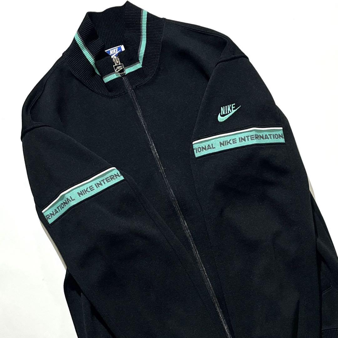 80s NIKE ナイキ トラックジャケット ブラック ミントグリーン