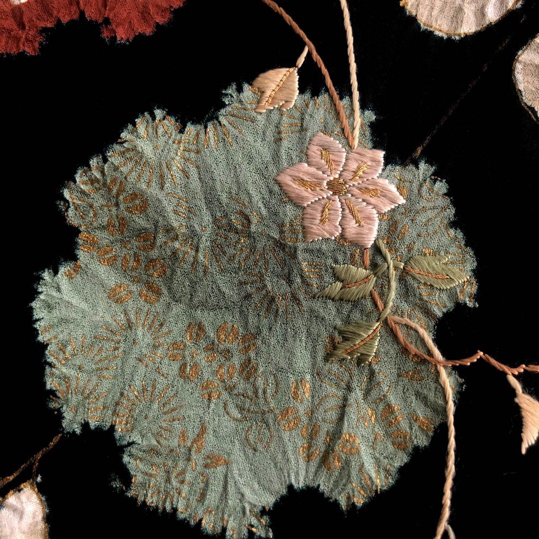 jet_monkey様 正絹 袷 広衿 絞り枝垂れ雪輪・花模様刺繍訪問着