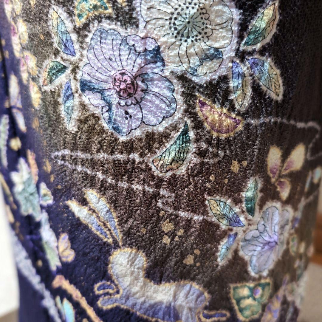 新品 未使用 正絹袷 訪問着 西陣 翠山工房 辻が花 うさぎ 濃茶 新品 未使用 正絹袷 訪問着 西陣 翠山工房 辻が花 うさぎ 濃茶