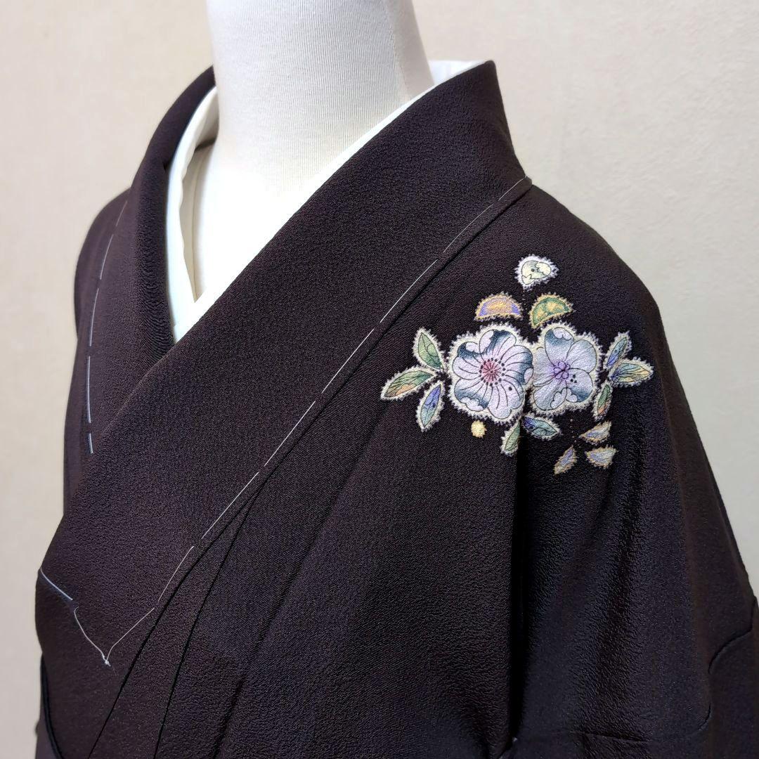 新品 未使用 正絹袷 訪問着 西陣 翠山工房 辻が花 うさぎ 濃茶 新品 未使用 正絹袷 訪問着 西陣 翠山工房 辻が花 うさぎ 濃茶