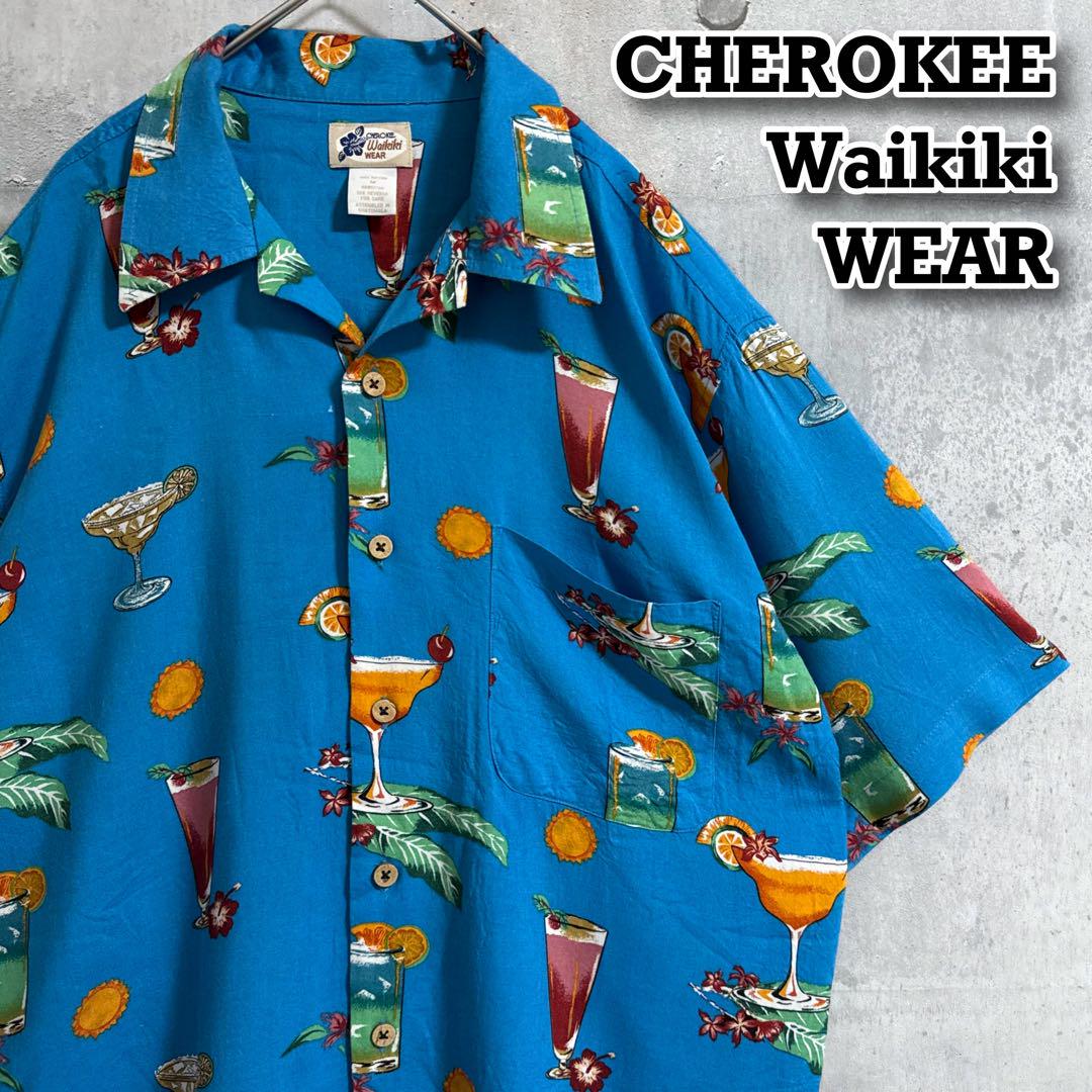 古着 90s ヴィンテージ　アロハシャツ CHEROKEE 半袖 総柄 レーヨン