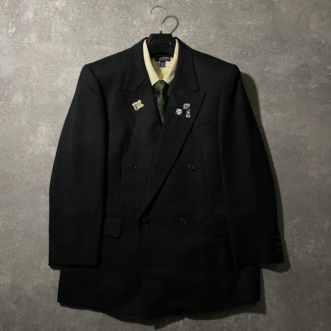 NO.120 vintage セットアップ ダブル ピンズ　ネクタイ ブラック