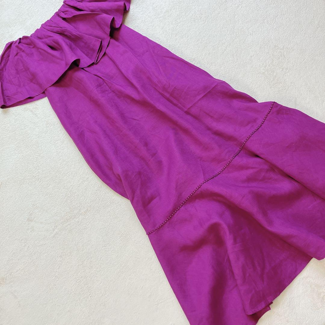 IENA LA BOUCLE リネンオフショルダーフレアワンピース　22SS