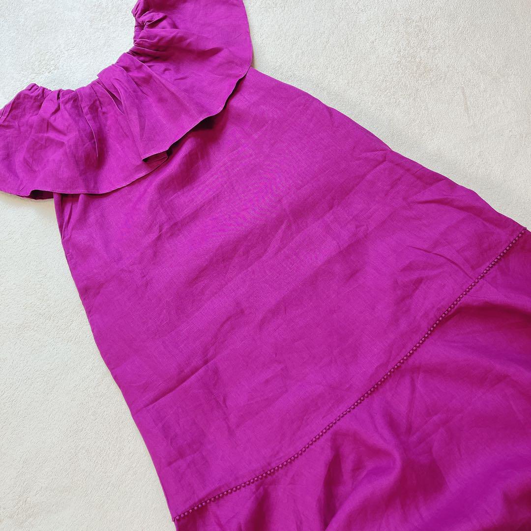 IENA LA BOUCLE リネンオフショルダーフレアワンピース　22SS