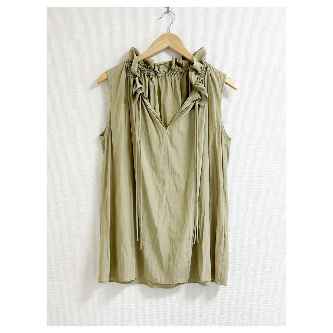 m376_NOBLE 美品✨とろみ☘️2WAYストリングスラッフルブラウス