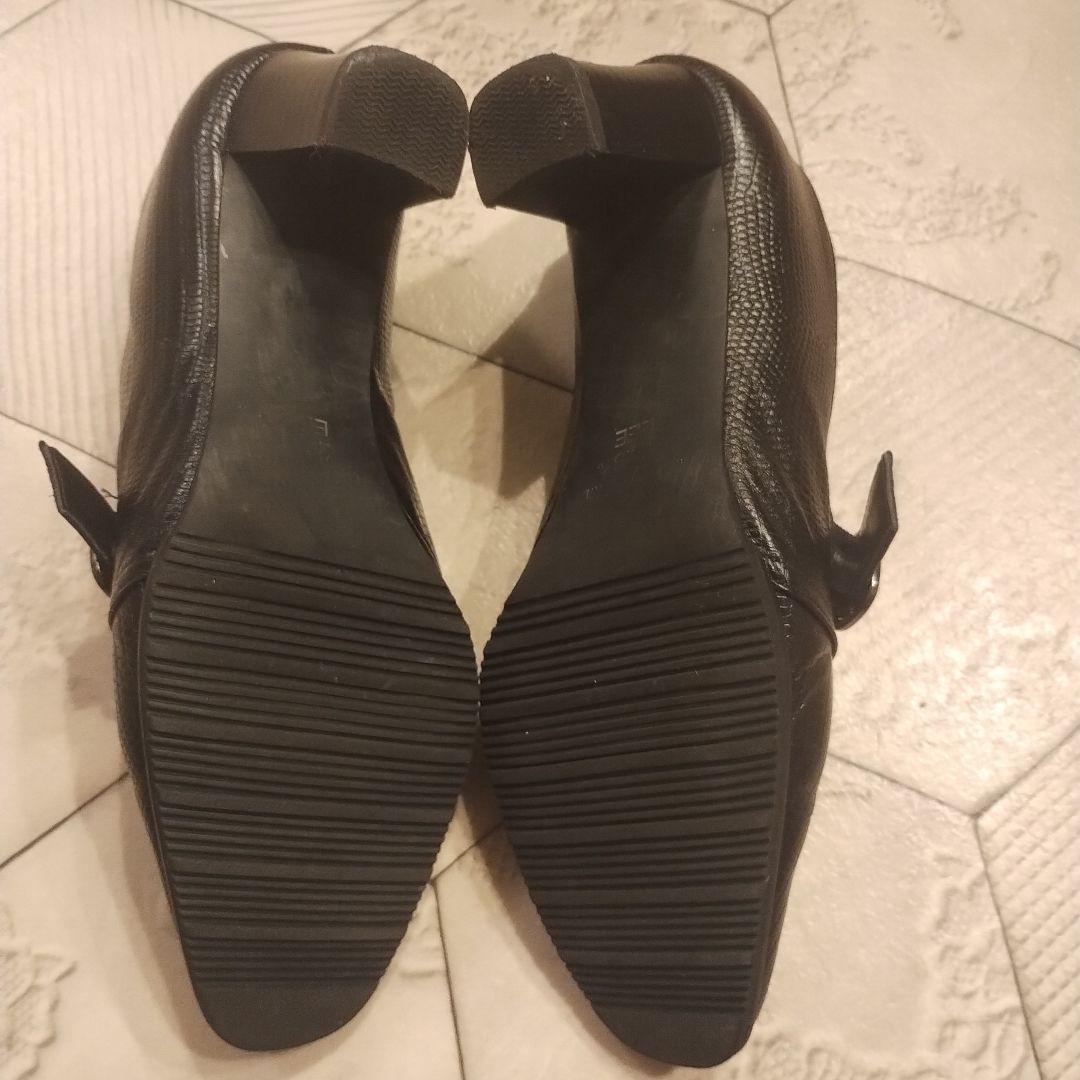 うさぎやレディース ブラック レザー パンプス