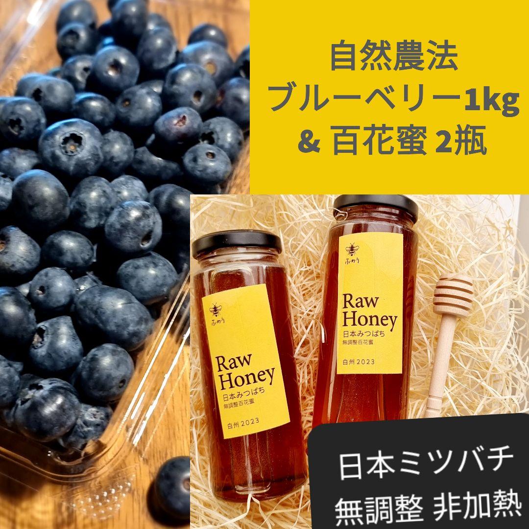 自然農法お得セット！ハチミツ2瓶 +ブルーベリー1kg 農場直送
