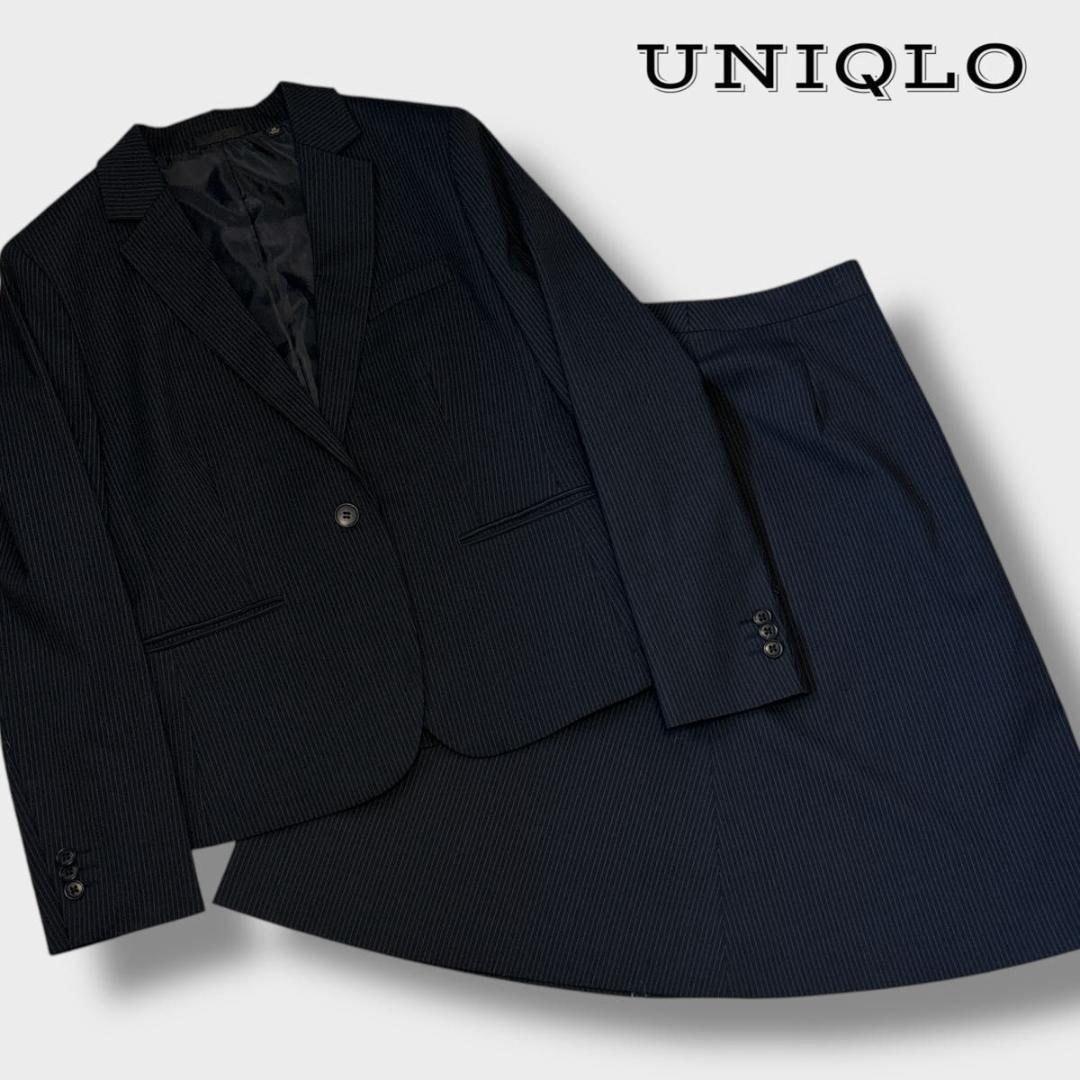 極美品】ユニクロ スーツ セットアップ ストレッチ ネイビー 濃紺 4XL メンズ