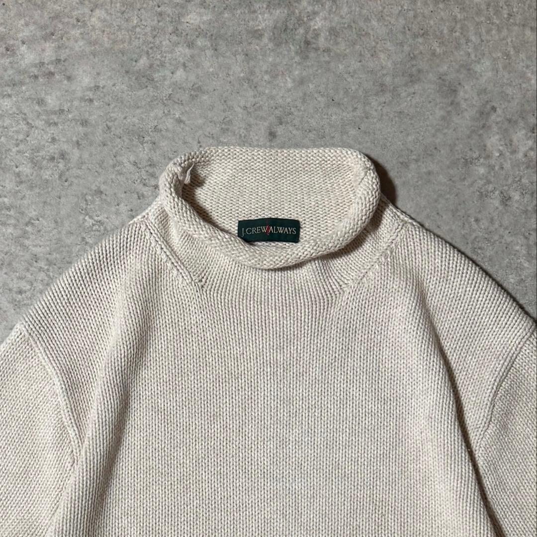 J.CREW ロールネックニット セーター コットンニット ホワイト Lサイズ J.CREW ロールネックニット セーター コットンニット ホワイト Lサイズ