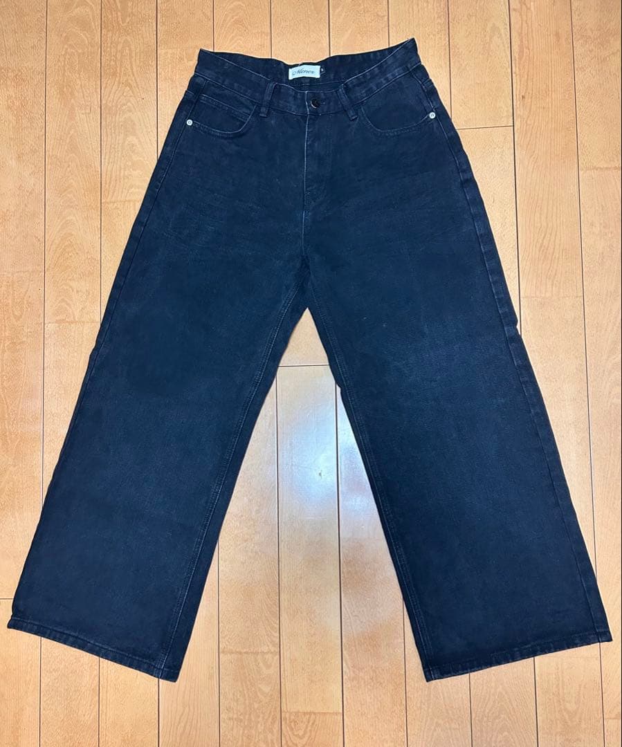 MENES Solid Black Super Baggy Jeans