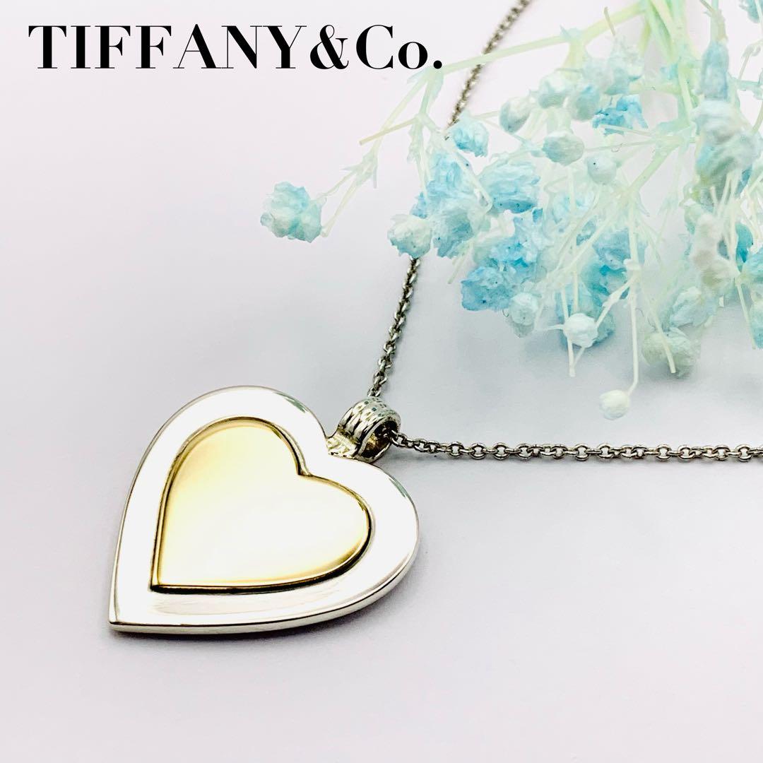 美品 オールドティファニー ハート ネックレス コンビ 18K シルバー925