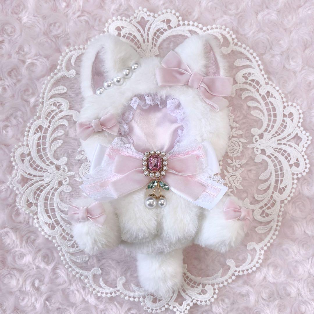 ぬい服 12cm 白×ピンク(チェリー)その他