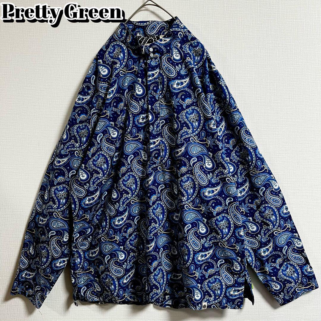 Pretty Green ペイズリー 総柄 プルオーバーシャツ XL ノーカラー
