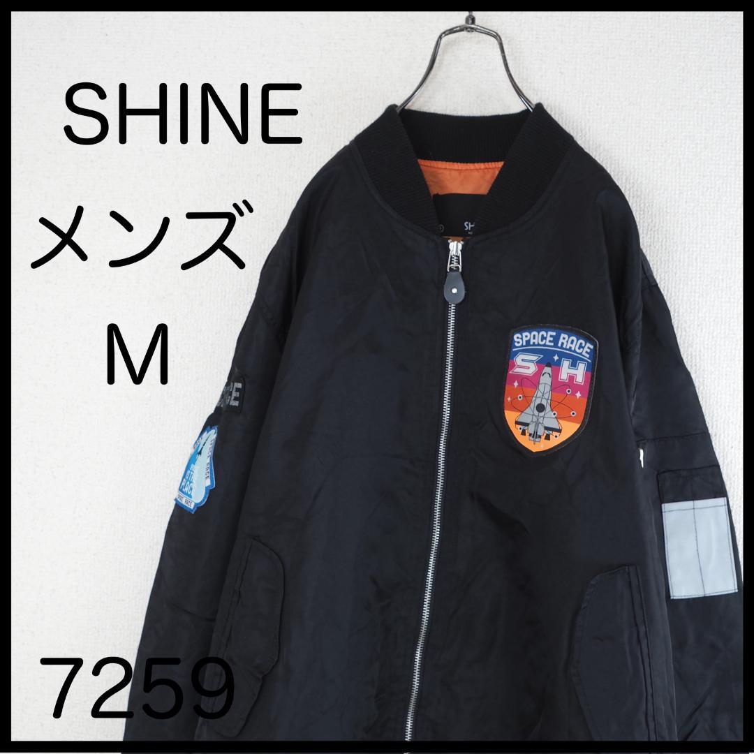 ★美品★韓国ブランド　SHINE　スタジャン　MA1　黒　ビッグロゴ　M　L