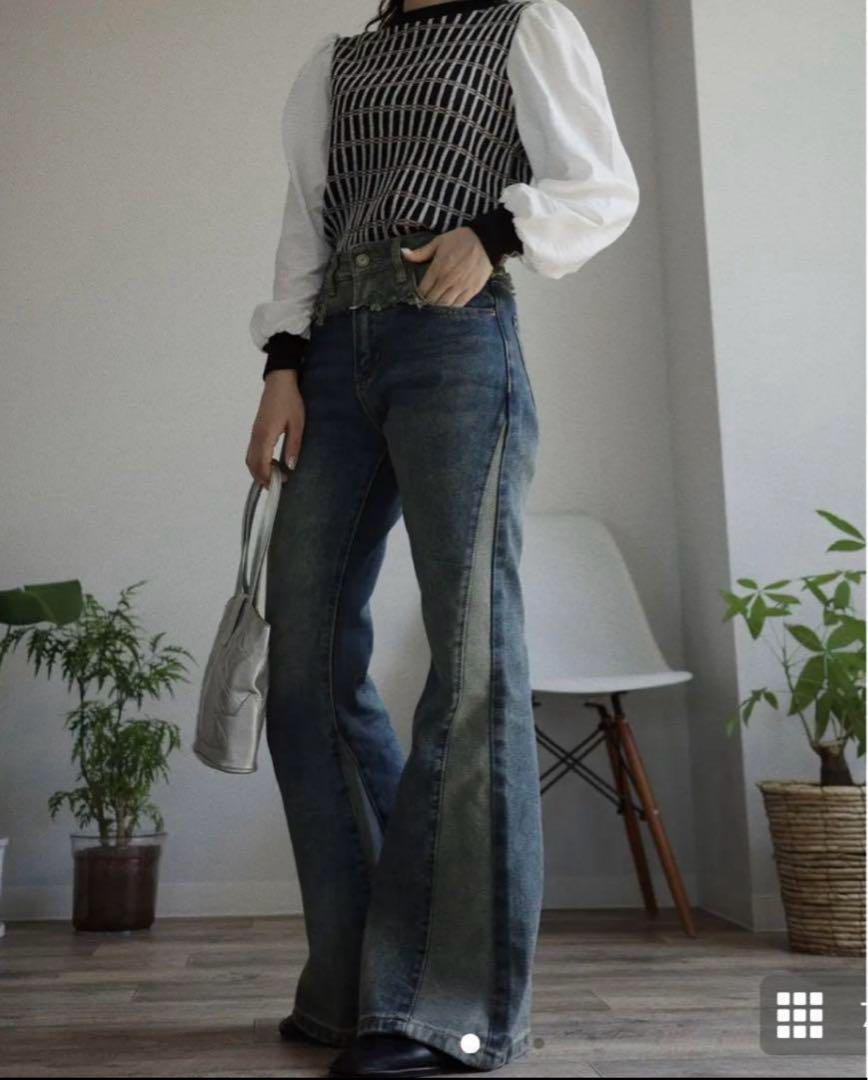 osrsオシリス　ウエストフリンジフレアパンツ　新品未使用　Mサイズ