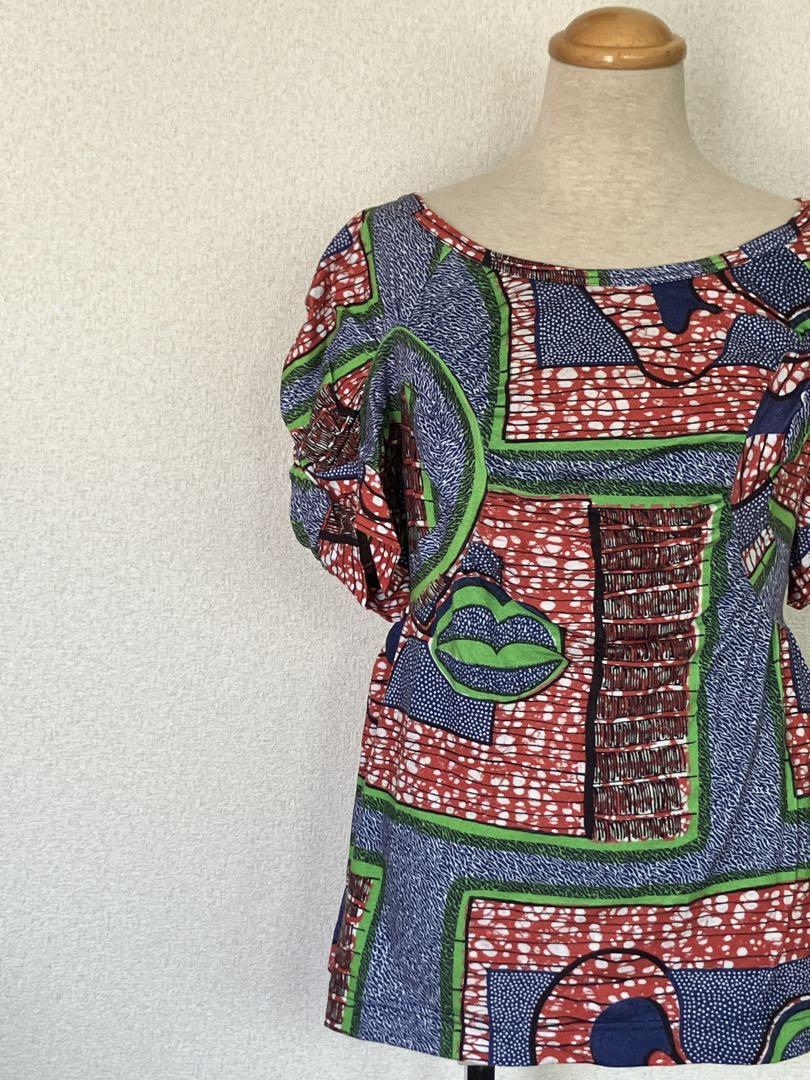 ジュンヤワタナベコムデギャルソン アフリカンプリント パフスリーブTシャツ