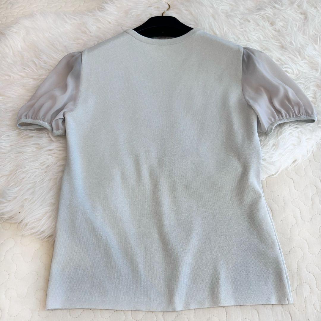 フォクシー♡フローラパフニット　ブルー　シフォン　パフスリーブ　40
