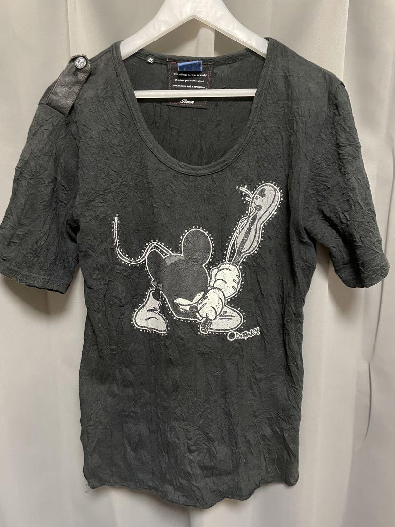 L size ロエン　ディズニー　クラッシュ　ミッキーマウスTシャツ ロエン Tシャツ ディズニー クラッシュ ミッキー 46 ダメージ