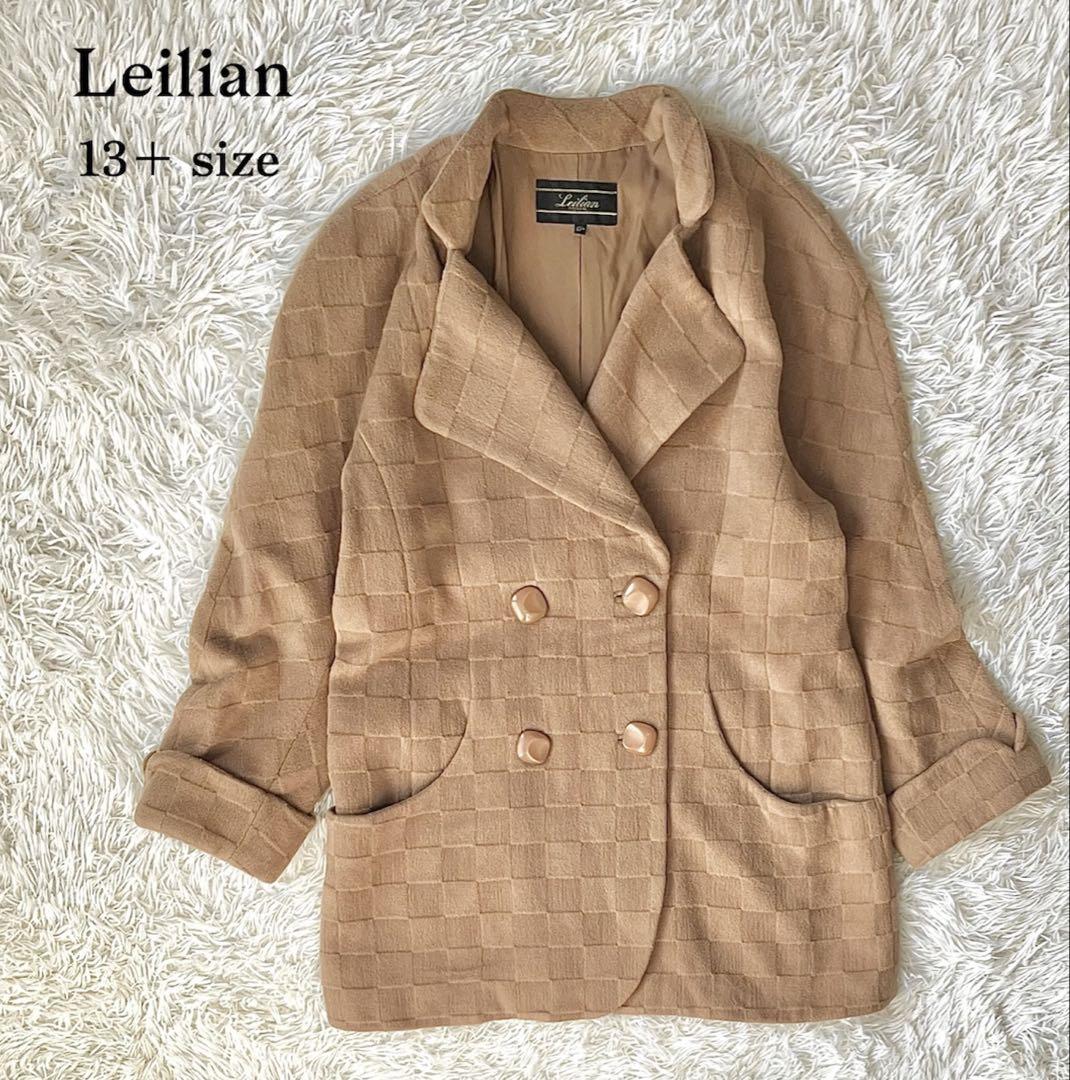 美品 Leilian アンゴラウールのハーフコート キャメル 大きいサイズ13+