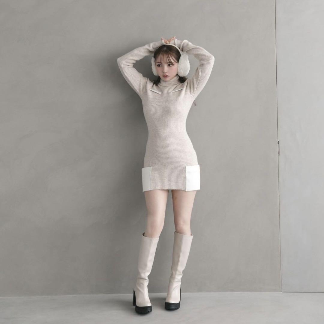 ANDMARY andmary ベージュ ミニワンピース ANDMARY】Zoe fur mini dress
