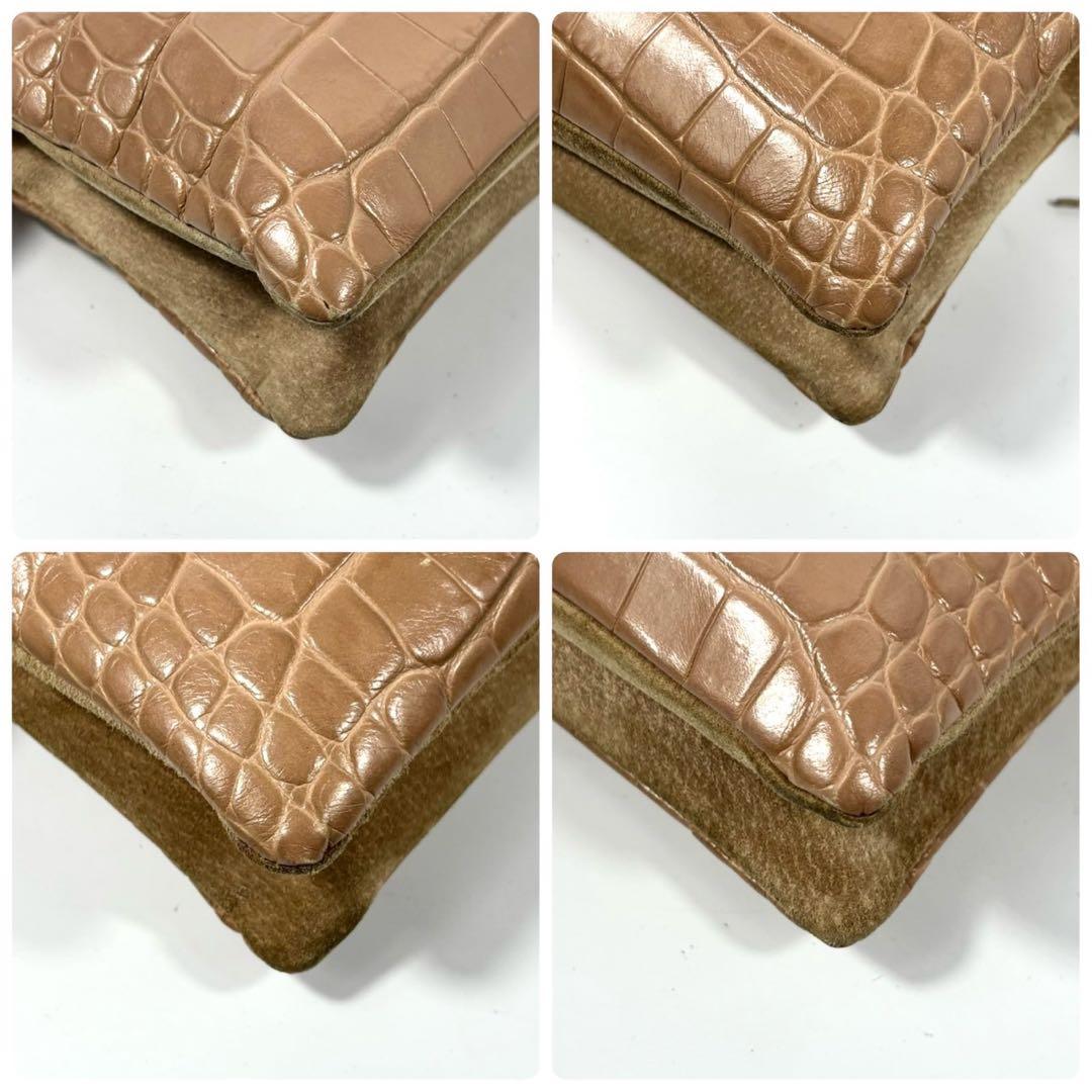 ✨美品✨アタオ ショルダーバッグ ブーブー クラッシー クロコ 本革 アーモンド ✨美品✨アタオ ショルダーバッグ ブーブー クラッシー クロコ 本革 アーモンド