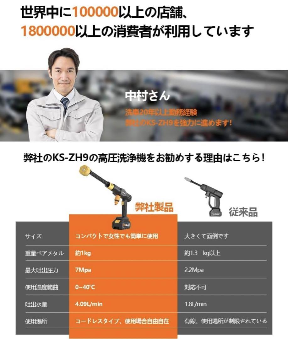高圧洗浄機 【強化版6段階マルチスプレー】 NICONON コードレス