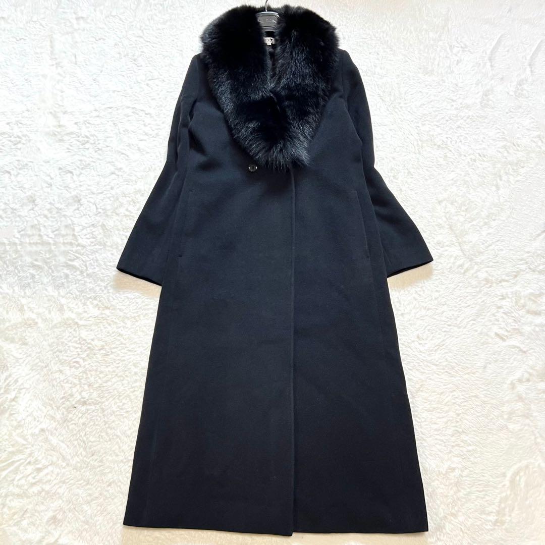 美品 23区 ロングコート アンゴラ混 フォックスファー 黒 40 2way｜レディース