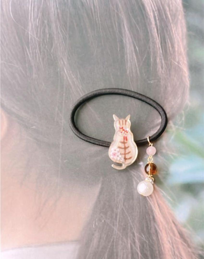 ひまうい様 5.1 猫 レジンヘアゴム 横 夜明け 彩雲を纏う