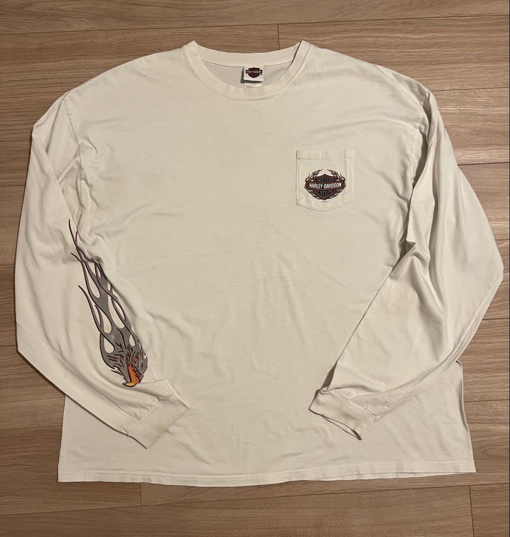 00s ハーレー tee ロングスリーブ 袖プリ 3XL