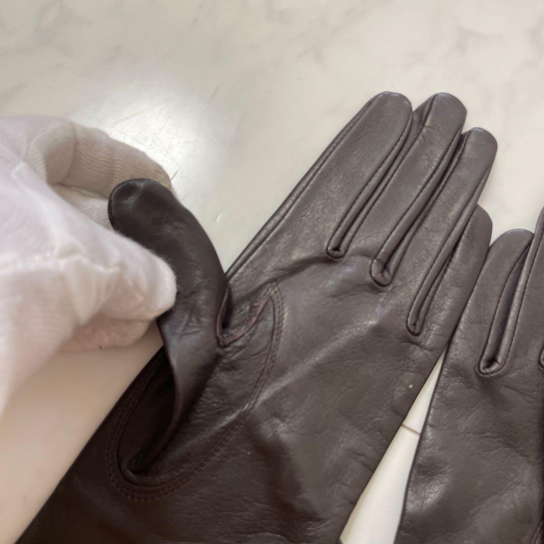 LANVIN 手袋　羊皮　美品 LANVIN☆ランバン☆羊革手袋☆21☆L指☆濃ブラウン☆新品☆日本
