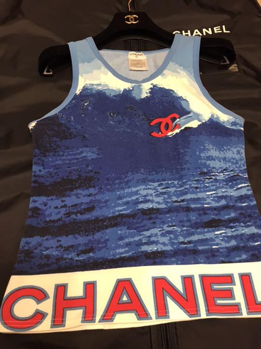 CHANEL シャネル サーフライン タンクトップ 02S ブルー ココマーク