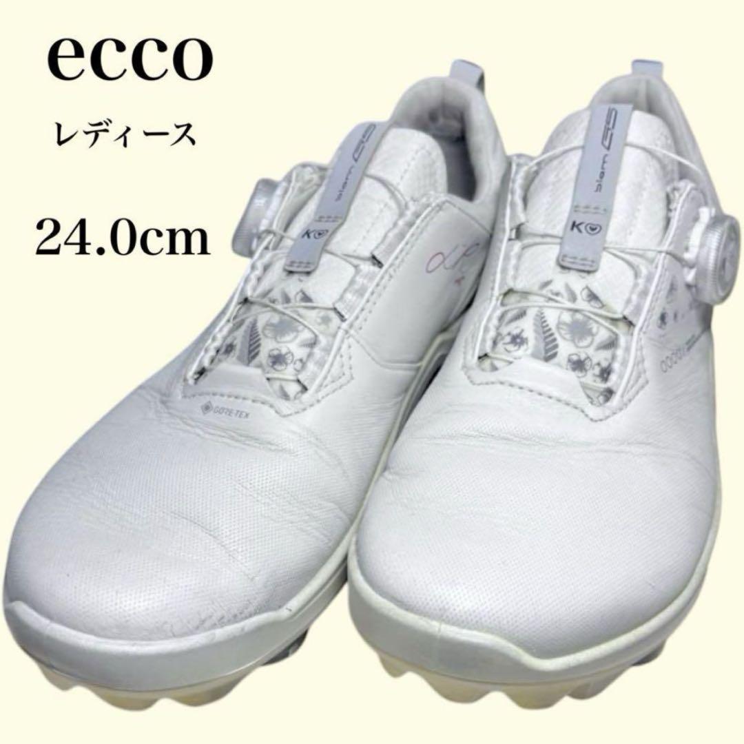 「疲れないシューズ」 ecco レディース　ゴルフシューズ 24.0cm BOA