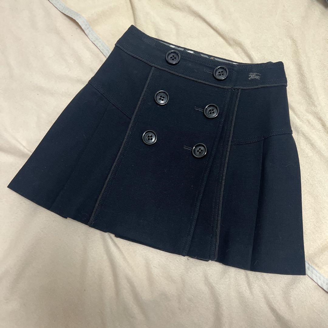 美品】バーバリーブルーレーベル 黒ミニスカート