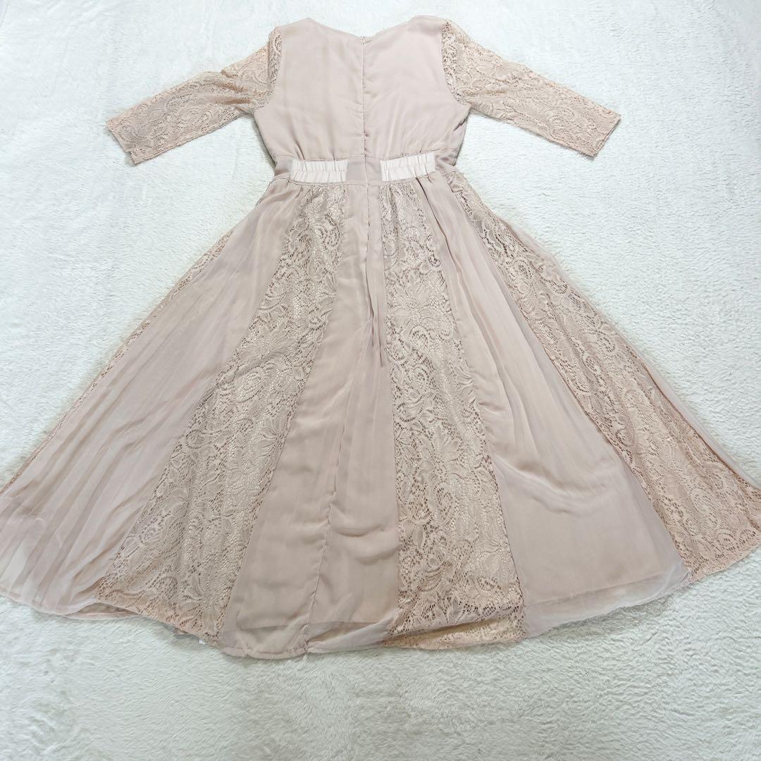 レース ロングワンピース ピンク