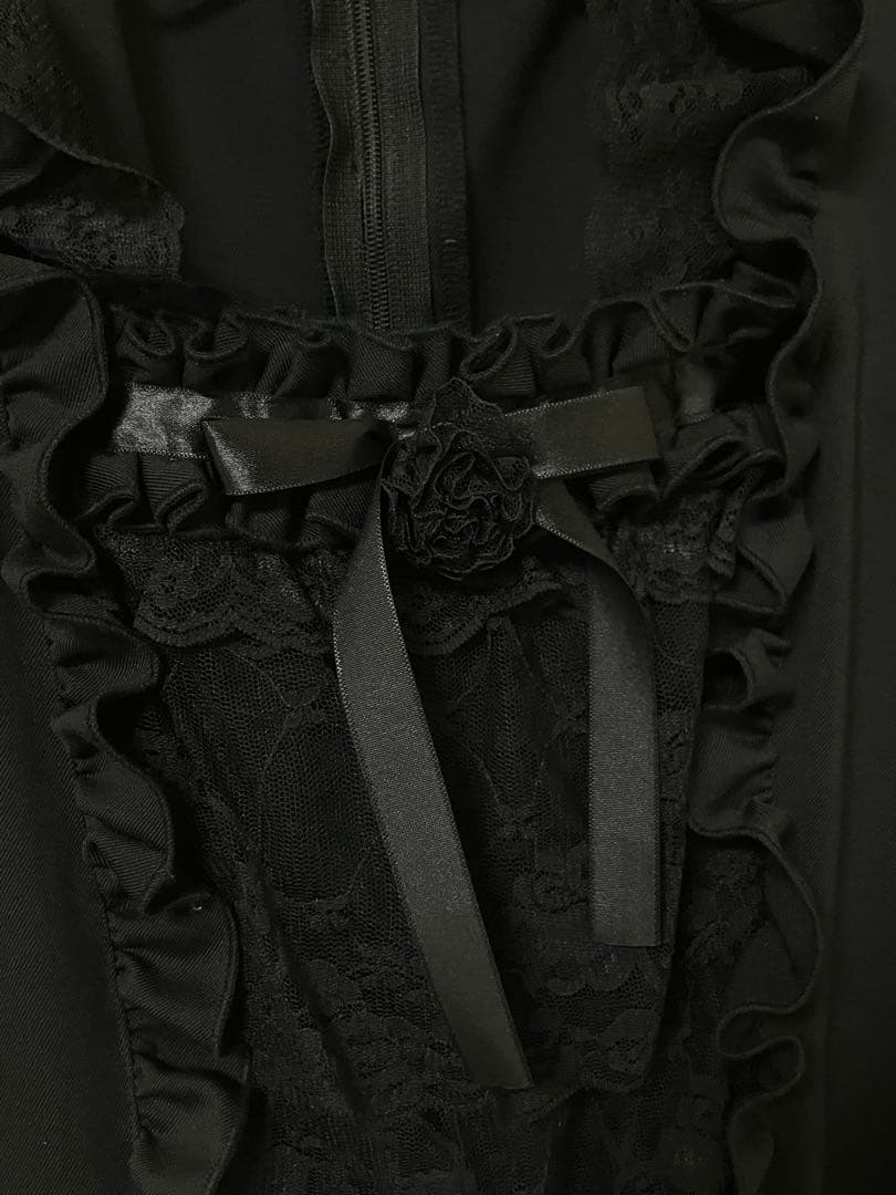 Marble 造形美ドレスワンピース:黒×黒レース Marble 造形美ドレスワンピース:黒×黒レース