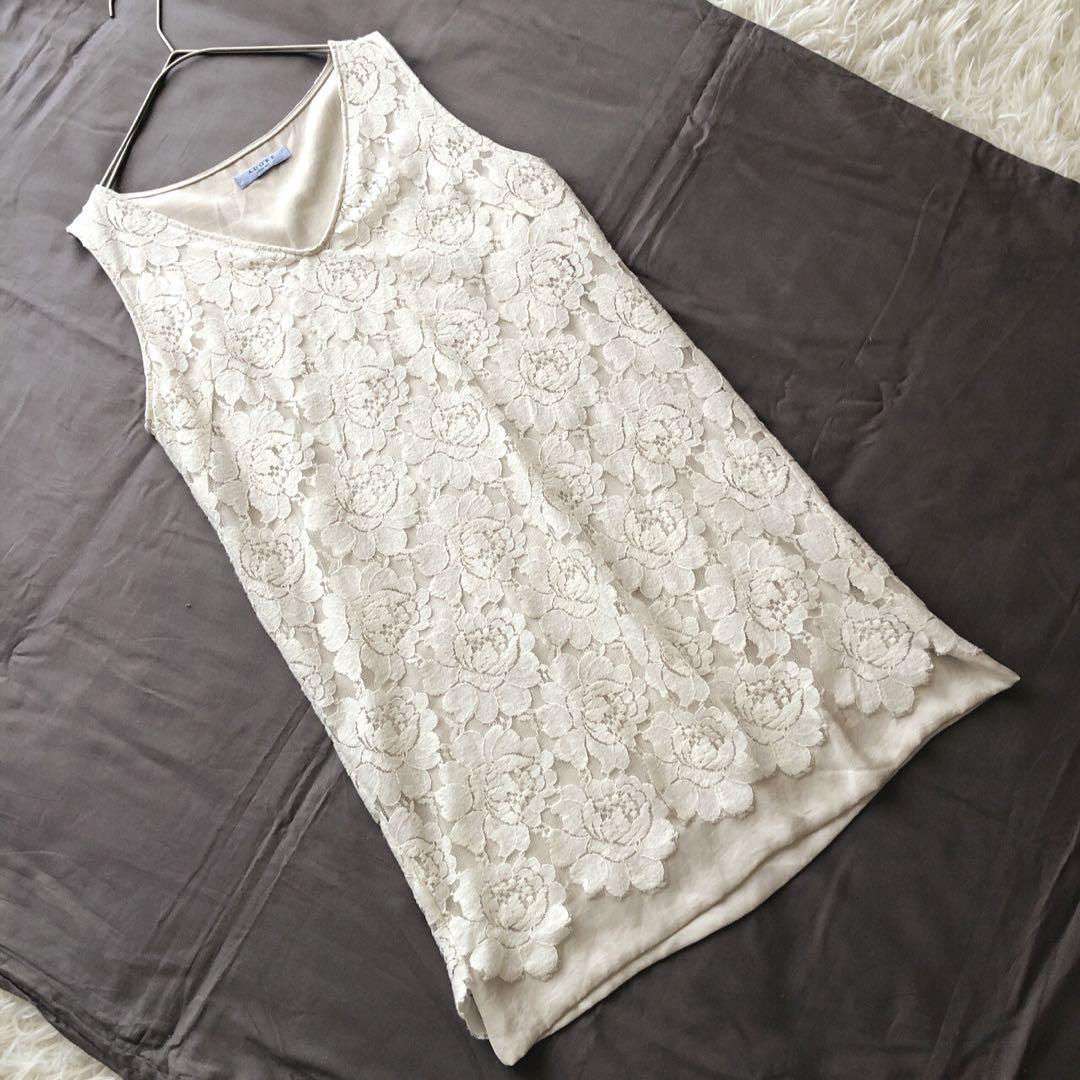 【NEW限定品】 アドーア ADORE レース ノースリーブ アイボリー系 チュニック トップス