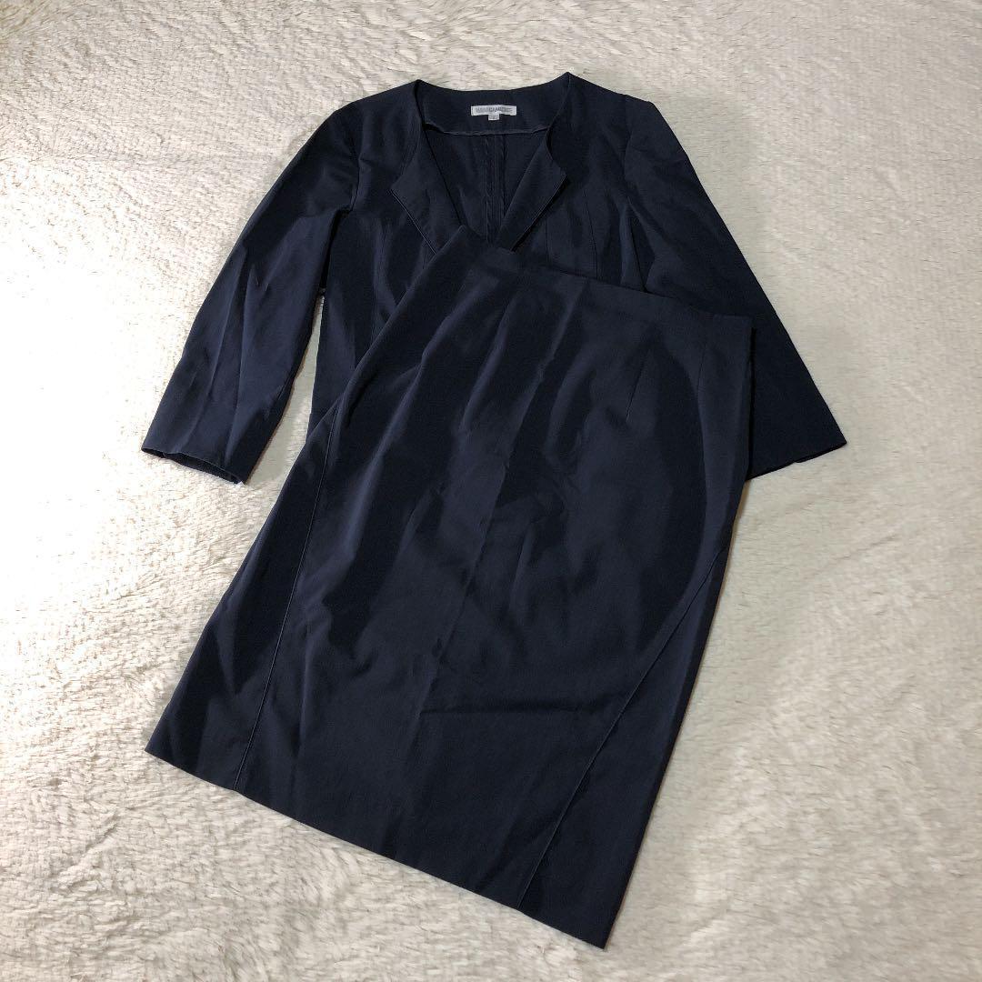美品　ナラカミーチェ　スカートスーツ　セットアップ　濃紺